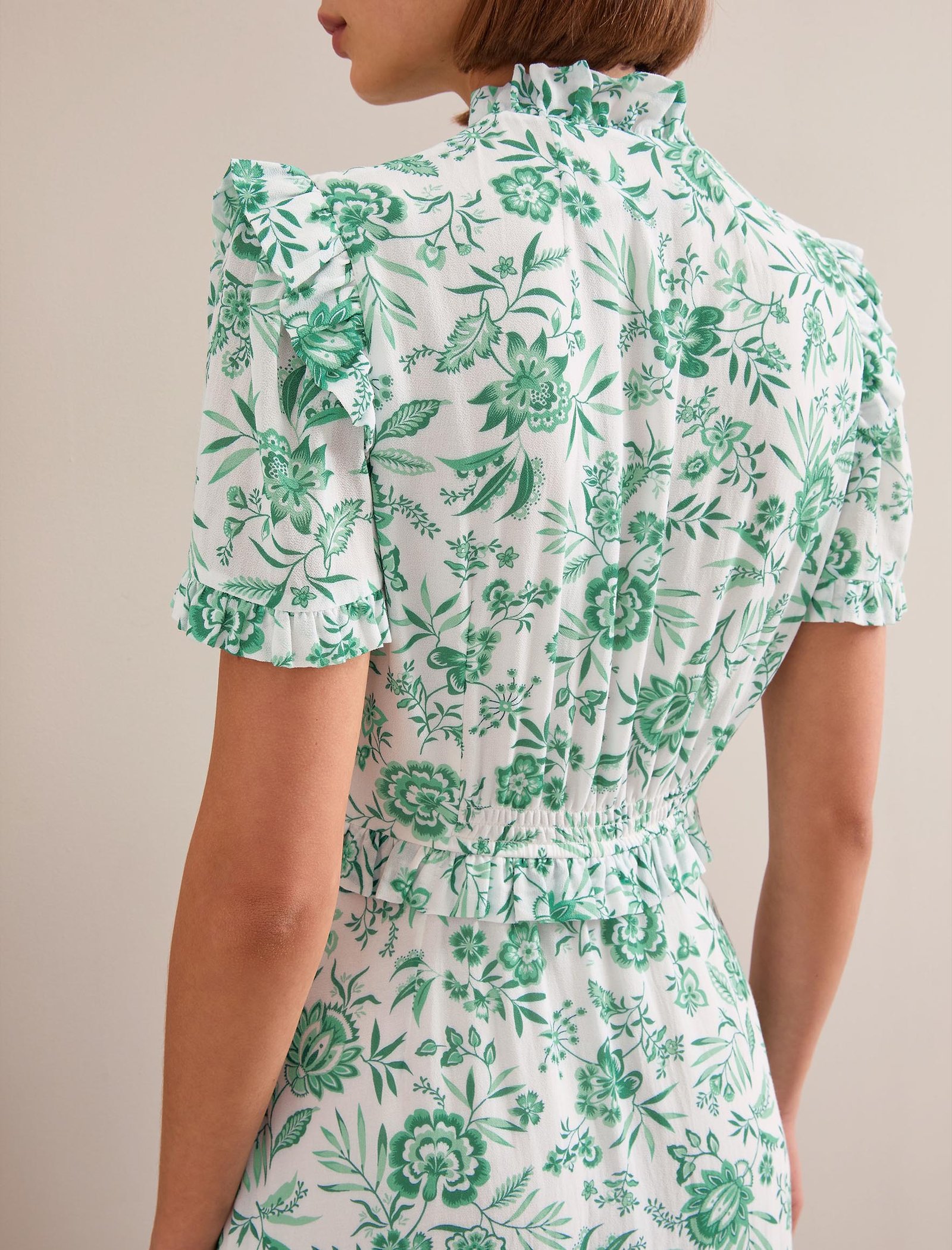 Liliana Cotton Blend Maxi Dress - Green Palm Floral Print - Image 11