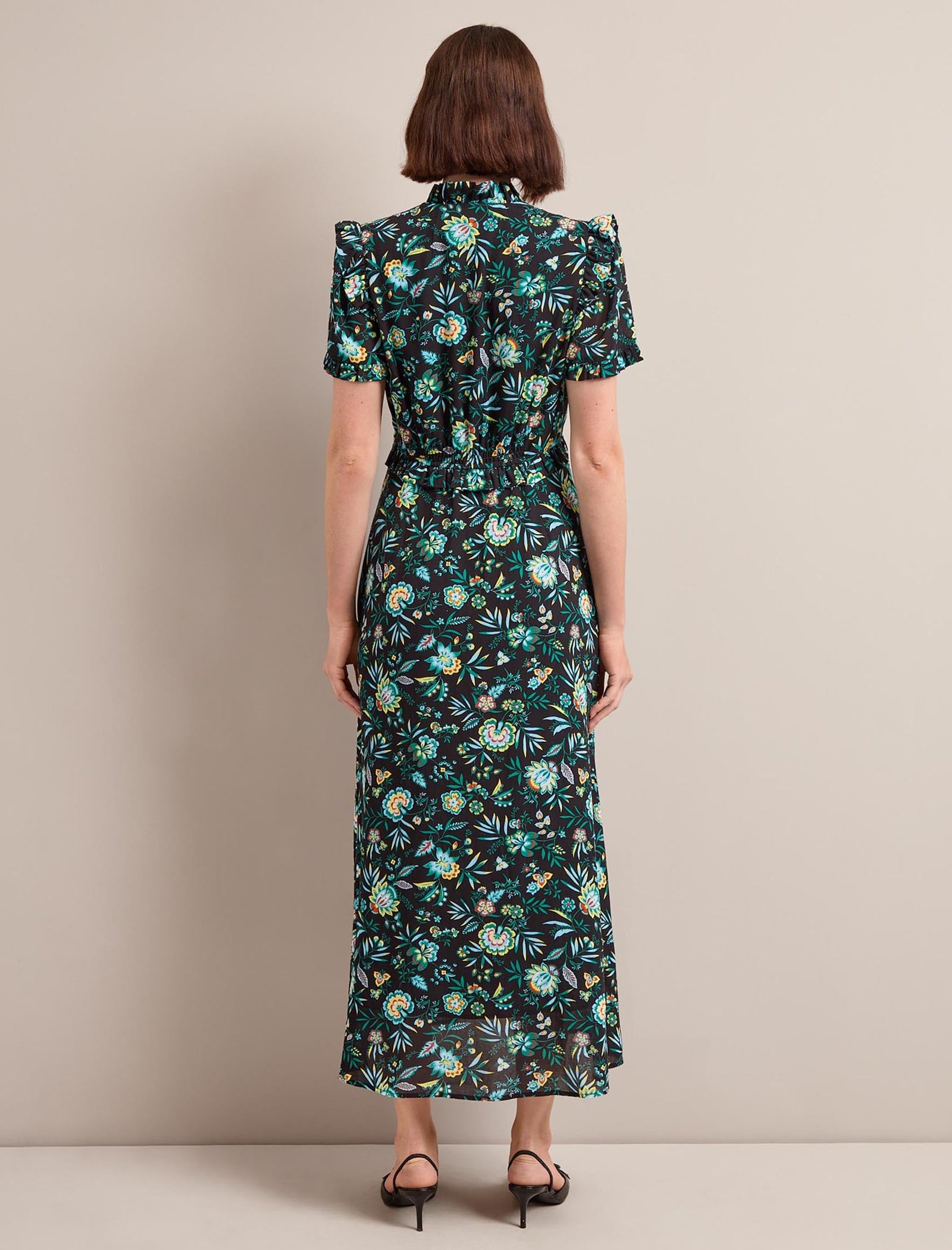 Liliana Cotton Blend Maxi Dress - Black Palm Floral Print - Image 6