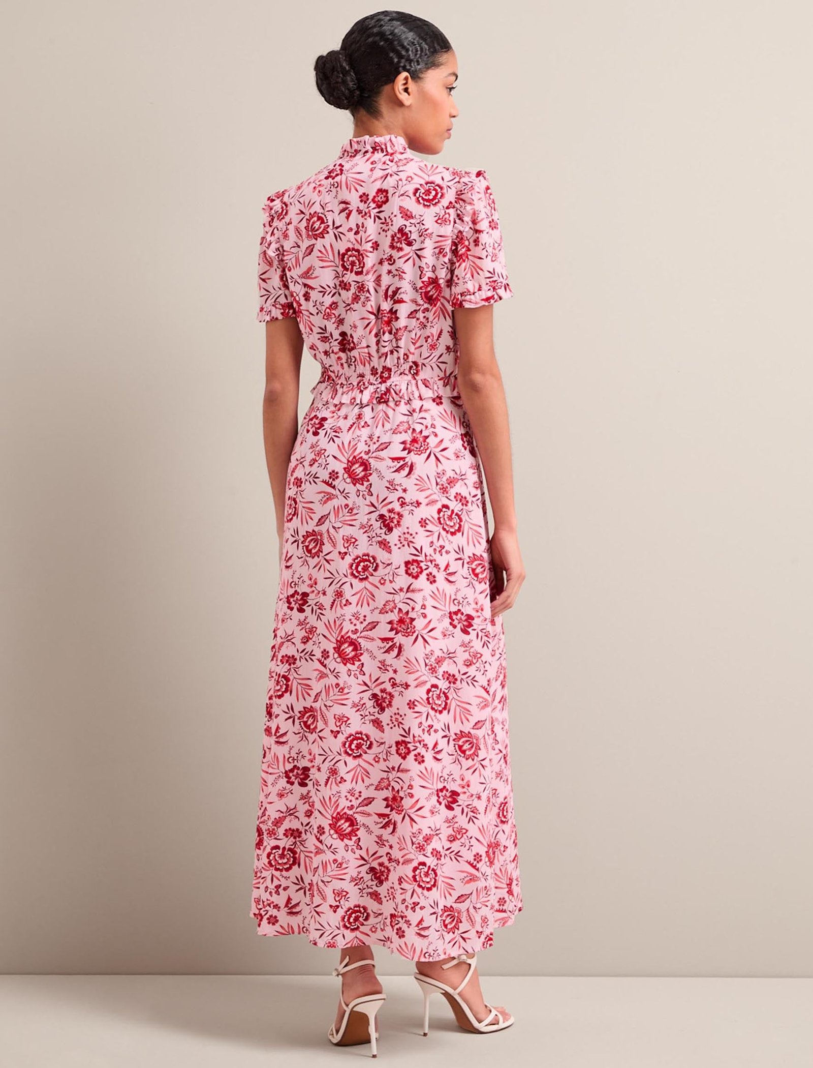 Liliana Cotton Blend Maxi Dress - Pink Palm Floral Print - Image 8