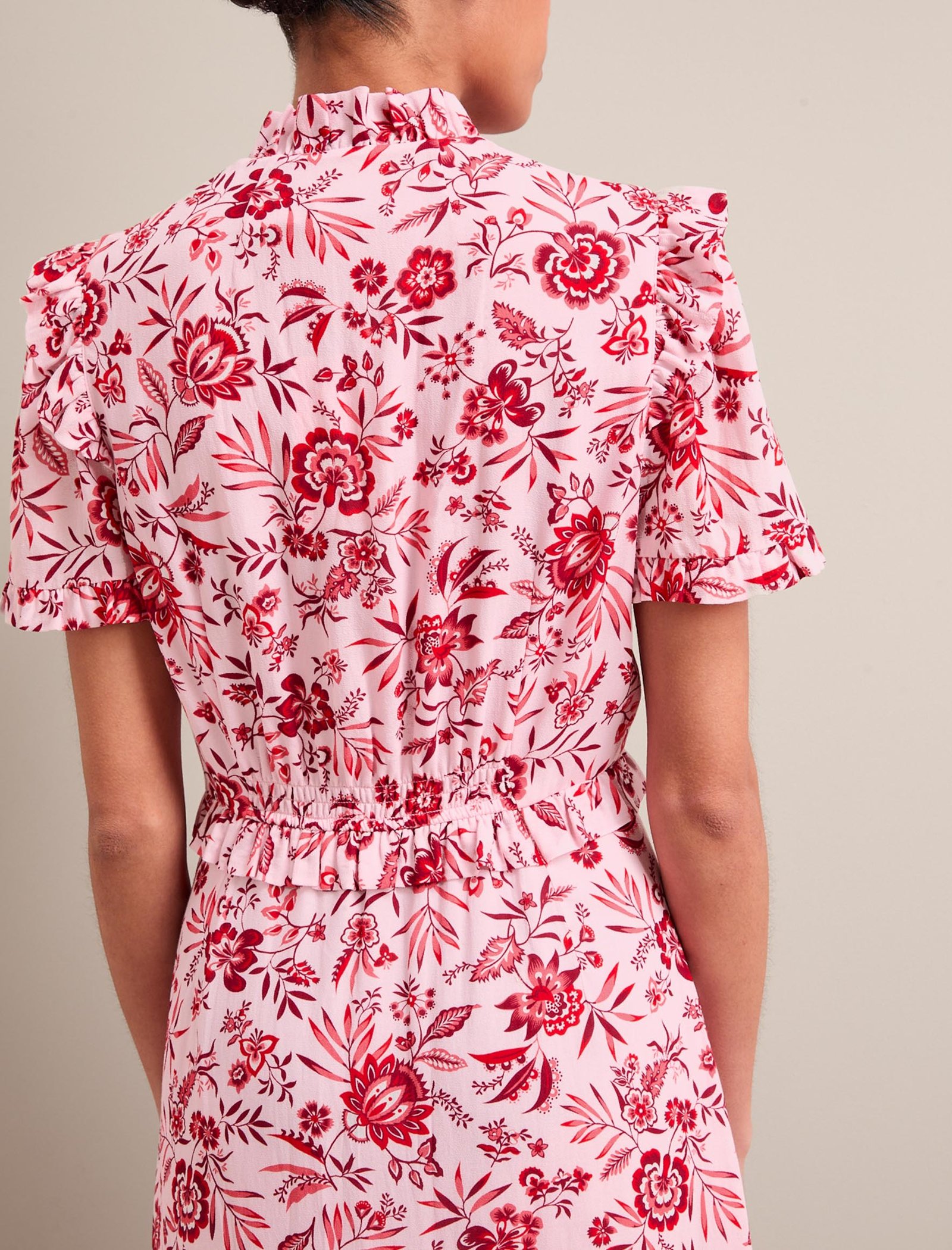 Liliana Cotton Blend Maxi Dress - Pink Palm Floral Print - Image 7